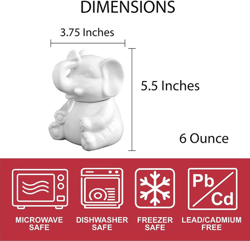 HIC Kitchen Elephant Sugar Bowl, Fine Porcelain, 8-Ounce...