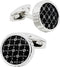 Round Black Cufflinks with Floral Patterns for Men Lady In Gift Case Classic Silver Tone Men's Cufflinks Jewelry Set for Wedding Anniversary Busin...