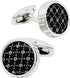 Round Black Cufflinks with Floral Patterns for Men Lady In Gift Case Classic Silver Tone Men's Cufflinks Jewelry Set for Wedding Anniversary Busin...