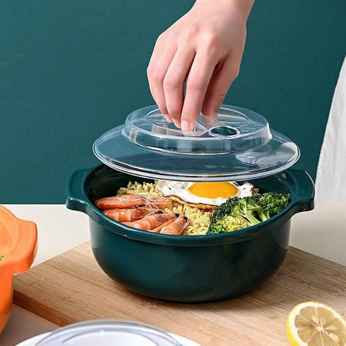 Microwave Ramen Cooker Noodle or Soup Bowl Perfect for Breakfast, Microwave Bowls with Lids Ideal for Dorm Room Essentials for Girls Boys,Office, ...