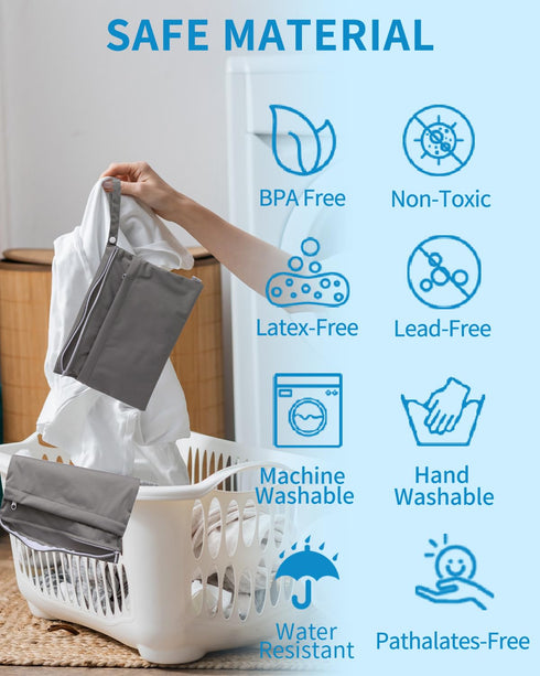 babygoal Wet Dry Bags for Baby Cloth Diapers, Washable Travel Bags, Beach, Pool, Gym Bag for Swimsuits & Wet Clothes with Two Zippered Pockets 2 P...