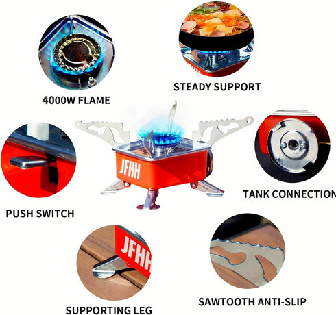 Camping Stove Portable Camping Stove, Upgraded Portable & Foldable High-Efficiency Gas Stove, Ultra-Mini Design for Versatile Outdoor Scenarios In...