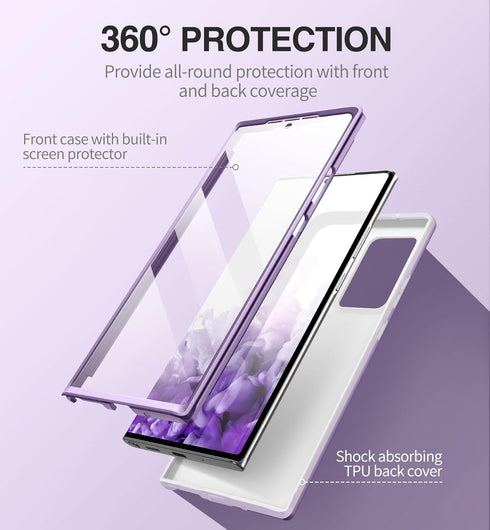 SURITCH Phone Case for Samsung Note 20 Ultra 6.9-inch, Front Cover with Built-in Screen Protector Full-Body Protection Shockproof Protective for G...