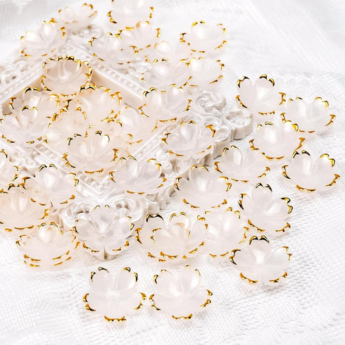 100PCS Acrylic Cherry Blossom Flower Beads, 18MM White Flower Spacer Beads for Jewelry Making, Acrylic Floral Loose Beads for Bracelet Making, Flo...