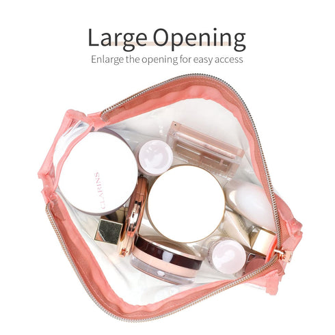 PACKISM Clear Makeup Bag - Large Opening Clear Pouches with Zipper, Help Organize Travel Toiletries Neatly, TSA Approved Toiletry Bag for Easily P...