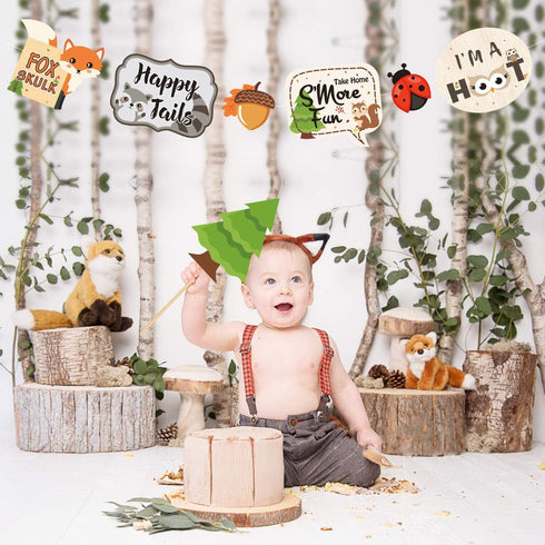 35 PCS Woodland Animal Photo Booth Props Wild One Camping Forest Theme Party Favors Decorations for Woodland Creatures Baby Shower Birthday Party ...