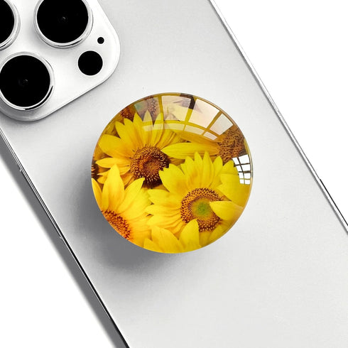 Clear Crystal Glitter Expandible Collapsible Moblile Phone Grip Stand Holder for Smartphones and Tablets Cell Phone Accessory?Sunflower Pattern?...