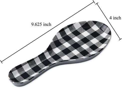 UPware Melamine Spoon Rest Spoon Holder Kitchen Utensil Holders 9.625 Inch for Kitchen Counter Dining Table (Gingham Black)...