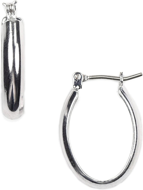 Napier "Classics" Silver-Tone Small Oval Hoop Earrings...