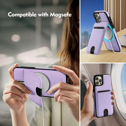 iPhone 12/12 Pro Wallet Case with Card Holder ?Compatible Magsafe? Women Men PU Leather RFID Blocking Flip Folio Protective Cover Credit Slots wit...