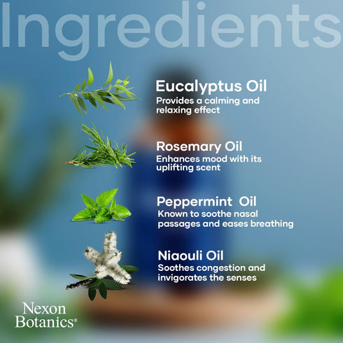 Breathe Essential Oil Blend 60 ml - Breath Sinus Relief with Menthol Oils - for Humidifiers, Diffusers, and Aromatherapy - Nexon Botanics...