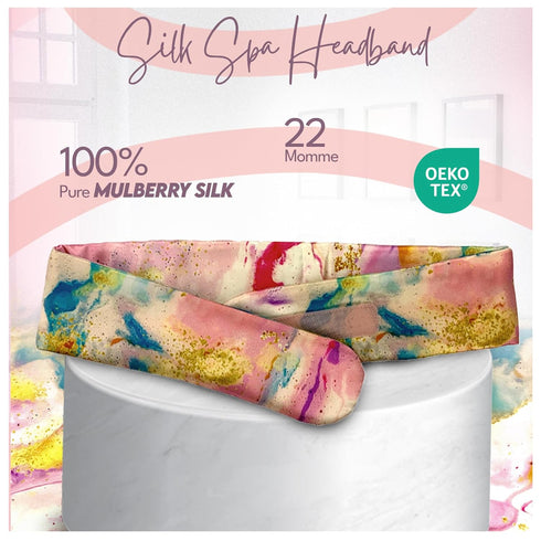 Celestial Silk Spa Headband 100% Mulberry Silk Adjustable Facial Headband for Women - Use for Washing Face, Skincare, Makeup – Silk Beauty Hairban...