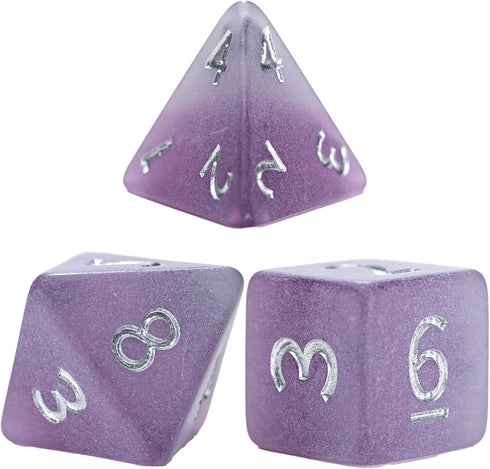 Gate Keeper Games and Dice: Sea Glass Dice: The Black Pearl - 7pc RPG Set, Violet Frosted Matte & Black Powder Resin, Dice for Role Playing Games...