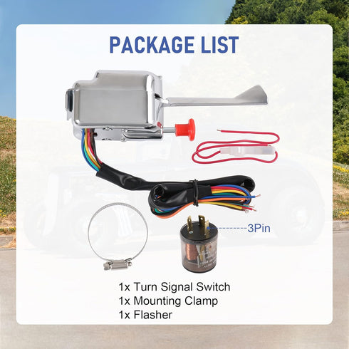 JDMSPEED New Chrome 12V Universal Street Hot Rod Turn Signal Switch with Flasher Replacement for Ford GM...