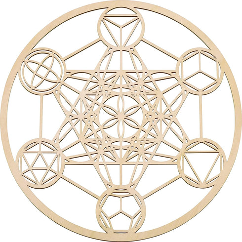 Fourth Level MFG 12" Platonic Solids, Sacred Geometry Wood Wall Art, Universe Elements Symbol, Zen Home Decoration for Yoga and Meditation, Good E...