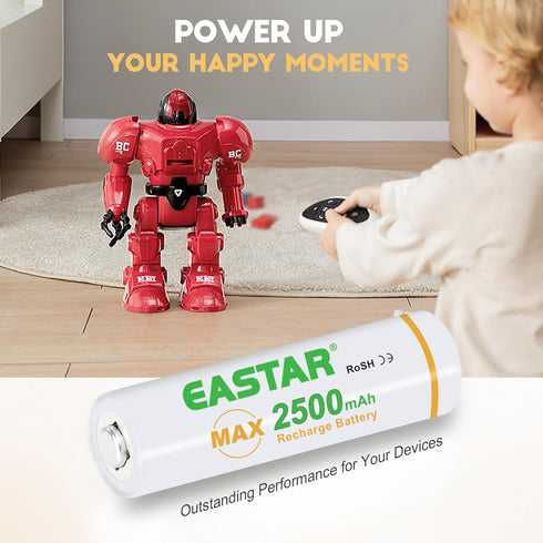 Rechargeable AA Batteries, Double A Battery 2500mAh High Capacity Precharged Ni-MH AA Rechargeable Batteries, All-Purpose Pre-Charged Battery for ...
