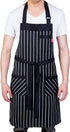 Aprons for Women and Men, Kitchen Chef Apron with 3 Pockets and 40" Long Ties, Adjustable Bib Apron for Cooking, Serving - 32" x 28" - Black/White...