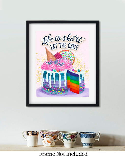 Kitchen Wall Decor, Cake Dining Room Decor, Pink Motivational Gifts for Women Bakers Chefs, Inspirational Positive Quotes Wall Art...