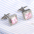 Rose Pink Crystal Cufflinks Silver tone Crystal Gem stone Cuff links YW20P...