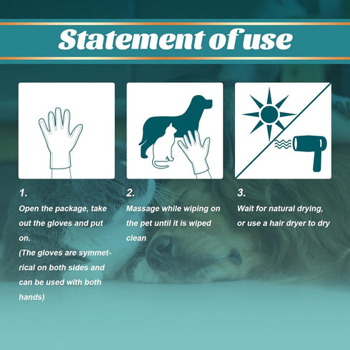 Pet Rinse Free Grooming Gloves, 10Pcs Pet Wipes for Dogs & Cats Wash Free Gloves, Cleansing Grooming with Plant Extract No Rinse Thick Extra Puppy...
