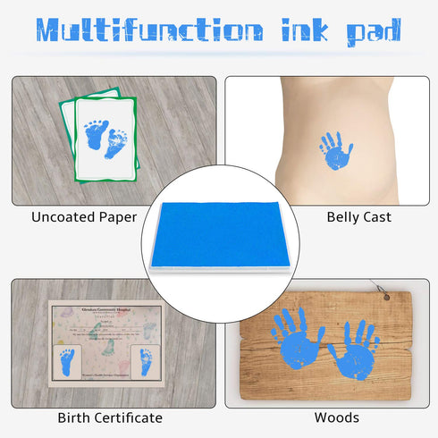 Ink Pad, 5x4'' Washable Non-Toxic Ink Stamp Pad for Baby Footprint Handprint, Sky Blue...