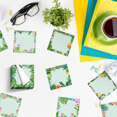 450 Sheets Tropical Palm Sticky Notes Luau Party Favor Hawaiian Fun Notepad Summer Themed Beach Memo Pad Self Adhesive 2.9" Mini Sticky Note for T...
