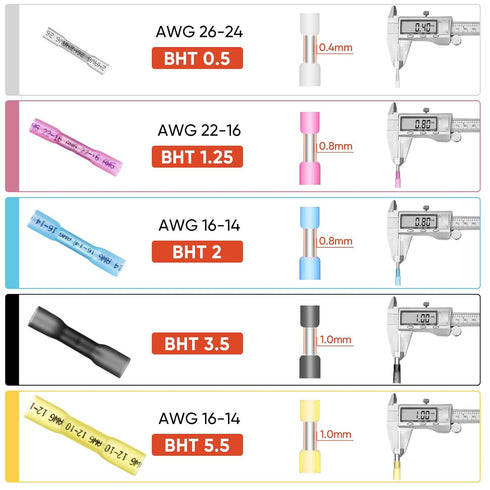Heat Shrink Butt Wire Connectors - Marine Grade Insulated Crimp Heat Shrink Wire Connectors, Waterproof Electrical Connectors Butt Splice for Boat...