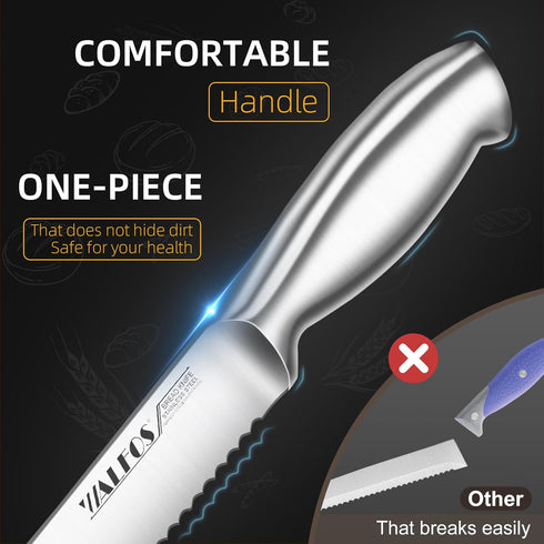 Walfos Bread Knife with Sheath, Serrated Bread Knife with Upgraded Stainless Steel, Ultra-Sharp, 8-Inch Blade, Bread Slice Knife for Slicing Homem...