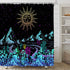 Abstract Mountain Shower Curtain Boho Sun Moon Landscape Night Star Celestial Colorful Flower Cactus Black Unique Modern Fashion Design Gothic Bat...