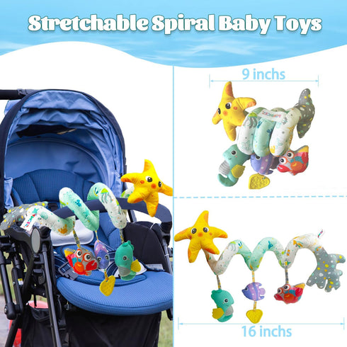 Baby Toys Infant Carseat Toy - Car Seat Toys Gifts for 0-6 6-12 Months Stroller Toy for Newborn Babies Boy Girl 3-6 Month Spiral Hanging Bassinet ...