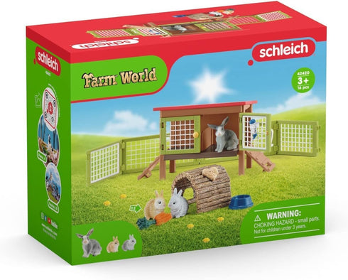 Schleich Farm Animal Toys and Playsets - Farm World 8 Piece Rabbit Hutch Set with Figurines, Farming Hutch and Accessories for Kids Ages 3 and Abo...