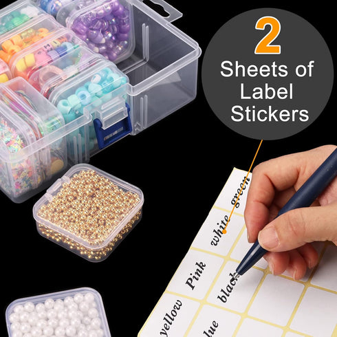 Quefe 30pcs Bead Organizers in A Clear Organzier Box, 2 Sets Clear Plastic Diamond Painting Storage Container with Mini Boxes for Craft Organziers...