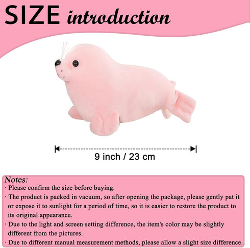 Seal Plush Stuffed Animal Pink Cute Seal Toy Pillow Kawaii Doll for Kids, 9 inch...
