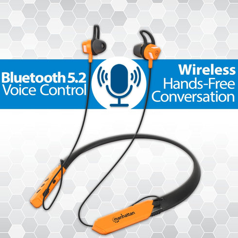 MANHATTAN Bluetooth Wireless Neckband Headphones — Earbud Earphones with 15H Playtime, Noise-Isolating, IPX4 Water Resistant, Built-in Mic – for W...