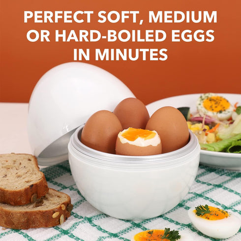 Egg Cooker for Microwave - 4 Egg Capacity Microwave Egg Cooker for Hard Boiled Eggs | Food-Grade Soft, Medium and Hard Boiled Egg Cooker | Easy to...