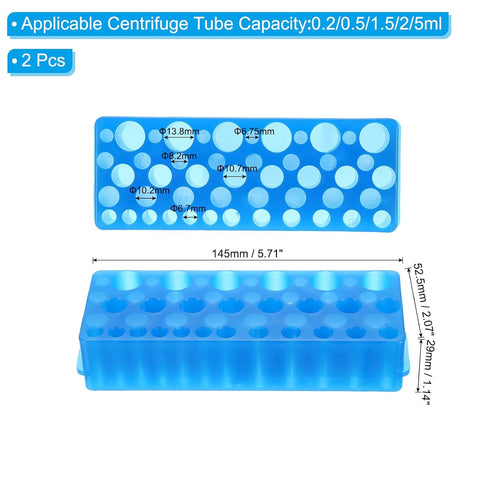 PATIKIL 26 Wells Tube Rack, 2 Pcs Vial Rack Single Layer Multifunction Centrifuge Tube Holder for Microcentrifuge Tubes 0.2/0.5/1.5/2/5ml, Blue...