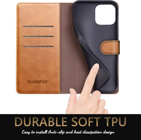SUANPOT for iPhone 11 Pro 5.8"(Non 11 6.1"/11 Pro Max)with RFID Blocking Leather Wallet case Credit Card Holder, Flip Folio Book Phone case Shockp...