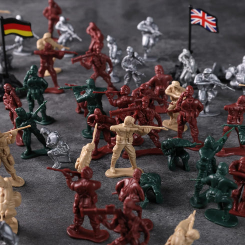 LovesTown 120PCS Army Men Toy Soldiers, Plastic Toy Soldiers Red Green Silver Beige Military Action Figures for Boys Birthday Gift...