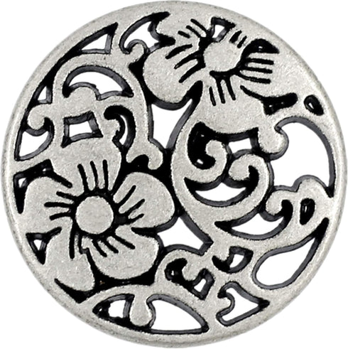 Bezelry 12 Pieces Vine Flower Metal Shank Buttons. 20mm (3/4 inch) (Antique Silver)...