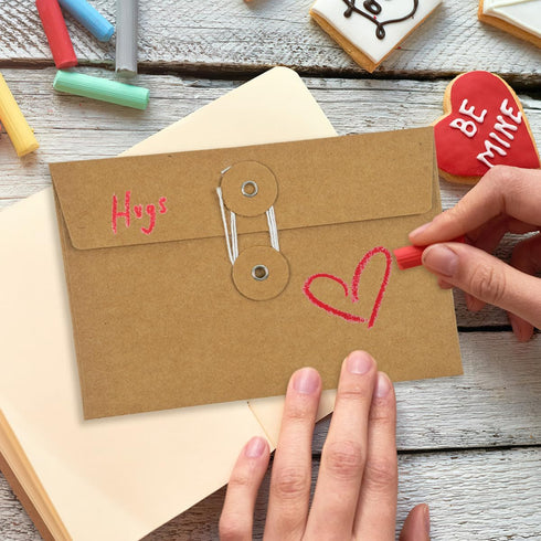 40 Pcs Kraft Paper Envelopes with String Tie Closure Project Pockets Document Organizer for Office Folder Booklet Bag, 4.53 x 6.7 inches (Brown)...