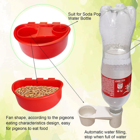 Cage Cups Birds Hanging Feeders Seed Bird Feeding Cups Dish Pigeon Water Bottle Feeder for Cage...