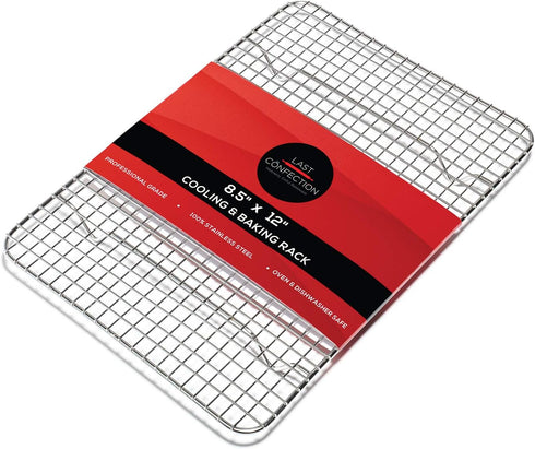 Last Confection Stainless Steel Baking & Cooling Rack - 8-1/2" x 12" (Fits Quarter Sheet Pan) - Cookie Baker's Oven Wire Rack...