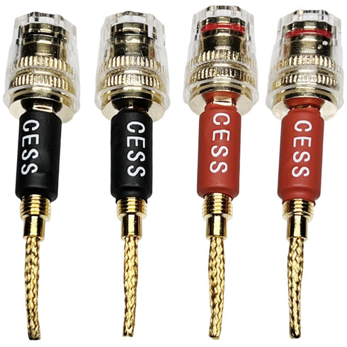 CESS-220 Pin Banana Plug to 4mm Female Banana Jack/Speaker Wire, 4 Pack (Braided-Type to 4mm)...