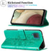 for Samsung Galaxy A12 Flip Cover Phone Case Wallet | Butterfly Floral Embossed, Wrist Strap, Card Holder Slots, Stand Leather Protective (Green)...