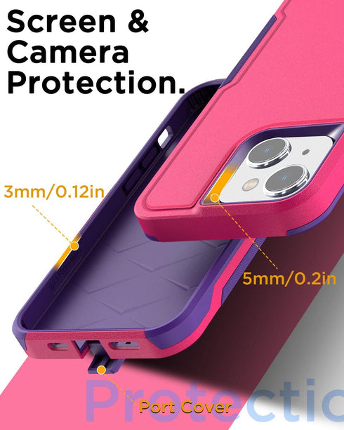 AICase for iPhone 14 Case with Glass Screen Protector,Heavy Duty Drop Protection Full Body Rugged Shockproof Military Protective Tough Durable Cov...