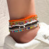 Boho Multilayer Handmade Beaded Anklets for Women,Elastic Adjustable Colorful String Anklets Beach Summer Foot Jewelry (A)...