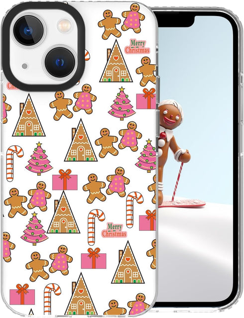 Christmas Case for iPhone 13 Mini,Girly Cute Gingerbread Men Phone Case,Soft TPU Back Scratch Resistant Anti-Drop Bumper Clear Phone Cover Slim Fi...