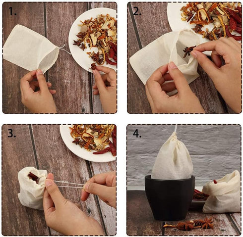 50 Pieces Cheesecloth Bag Drawstring Soup Bags Mesh Spices Bags for Coffee Loose Leaf Tea Crafts Sachet Soap Pouch (2.36x3.15inch), Natural color...