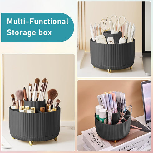 Makeup Brush Holder Organizer,360° Rotating Makeup Brush Organizer,5 Slot Make up Brushes Cup for Cosmetics, Nail Polish, Art Supply, Bathroom Van...