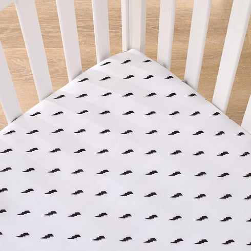 NoJo Lightning Bolt Black and White Nursery Fitted Mini Crib Sheet...